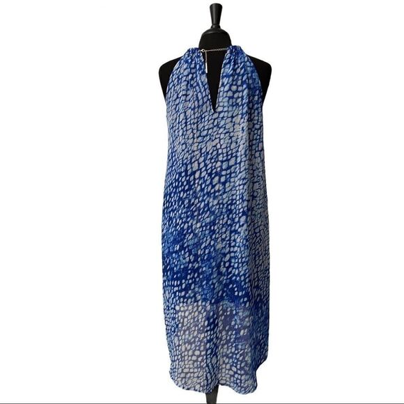 Michael Michael Kors Blue Printed Midi Dress Sz XS - Picture 5 of 10